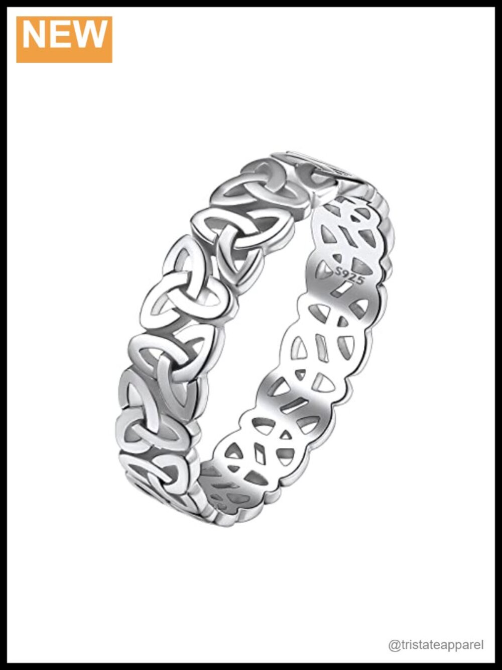 Sterling Silver Celtic Knot Eternity Band Ring 5mm Vintage Thumb Ring